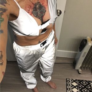 This is a size Small outfit that is Truly reflective.. bust size is 34C.. clubby